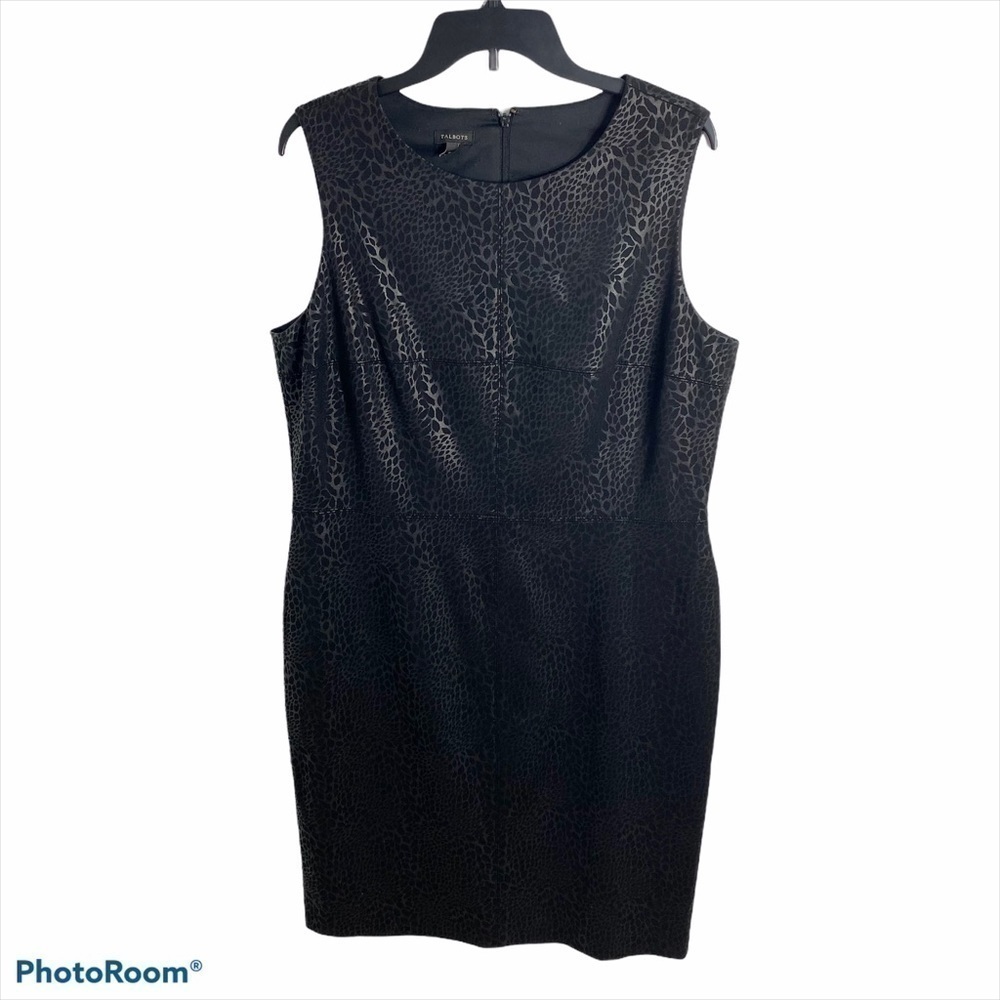 Talbots Cheetah Print Midi Dress Women’s Sz 16 Gray Sleeveless Sheath